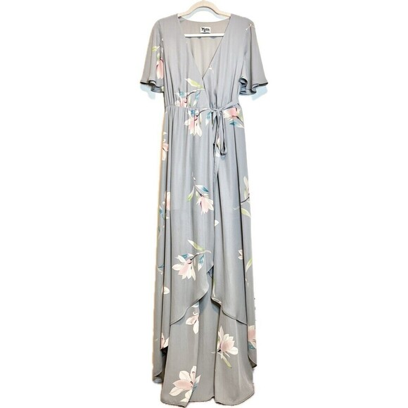 Show Me Your Mumu Sophia Wrap Maxi Dress Lily Showers Feminine Flutter Sleeves M - Picture 1 of 8